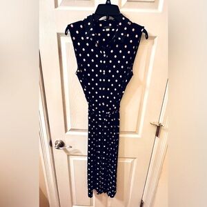 Tommy Hilfiger size 12 navy polka dot shirtwaist dress